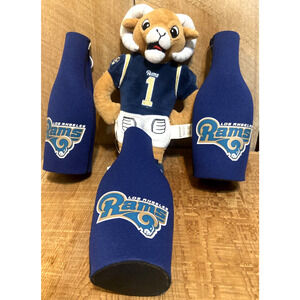 LA Rams Rampage NFL Zip Up Beer Bottle Suit Insulator Holder Koozie Coozie Lot 4
